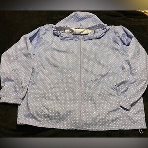 EUC Women’s 2X Serengeti Windbreaker Rain Jacket Beautiful Blue w/ White Dots
